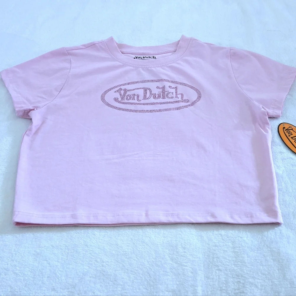 Von Dutch Pink🩷 Baby Tee👕 with Rhinestones💎 - NWT - Picture 11 of 12